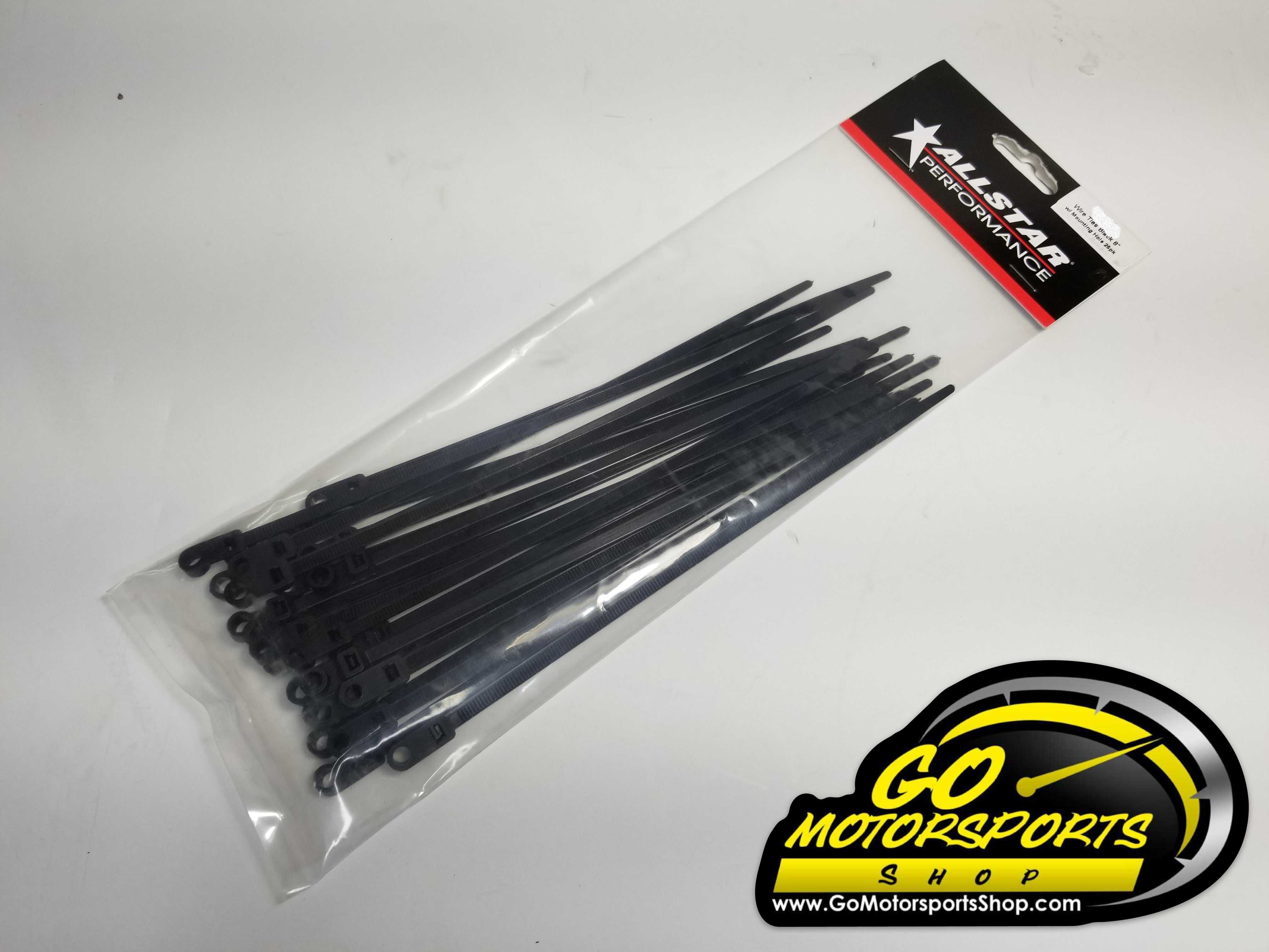 Motor State, Allstar 8” Black Wire Ties W/ Mounting Hole (25 Pack)