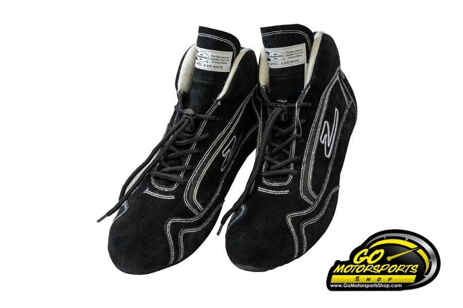 Motor State, Zamp ZR-30 Driving Shoe (SFI 3.3/5, Mid-Top, Suede Outer, Rubber Sole, Fire Retardant NMX Inner, Black)